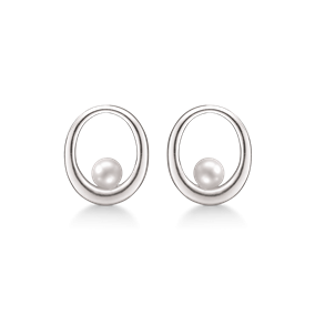 Slv restikker med perle i oval ring