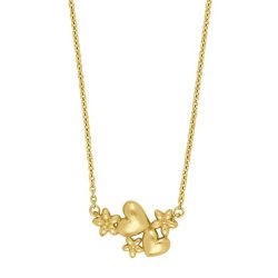 Halskde med hjerte og blomstervedhng