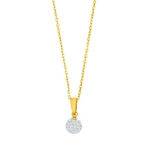 Slvforgyldt halskde med kugle i hvide zirkonia