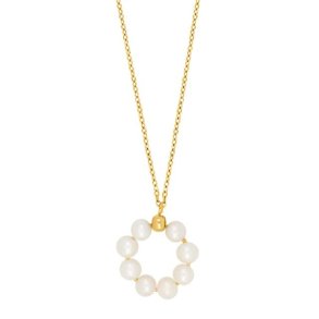 8 kt.  vedhng med cirkel af ferskvandsperler