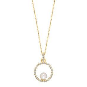 8 kt. cirkelvedhng med ferskvandsperle